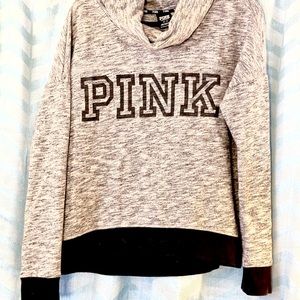 VS PINK Label Grey & Black Cowl Neck Pullover Size M